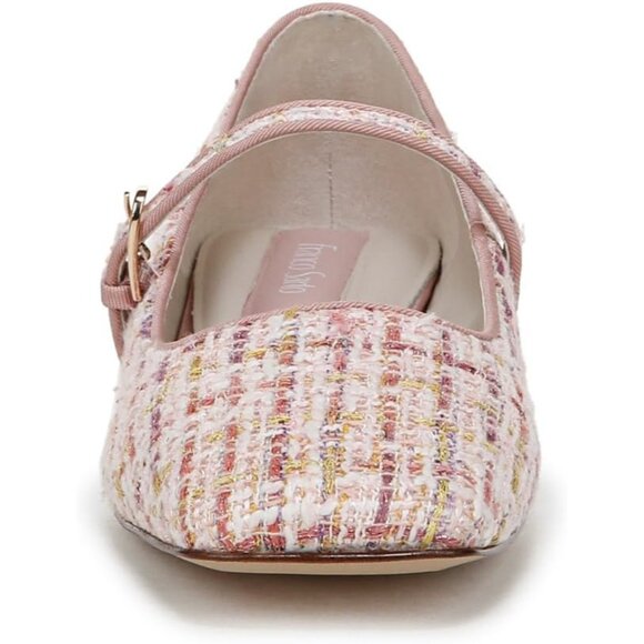 Franco Sarto Womens Pink Tweed Multi Faux Leather Tinsley Mary Jane Ballet Flats - Picture 2 of 9